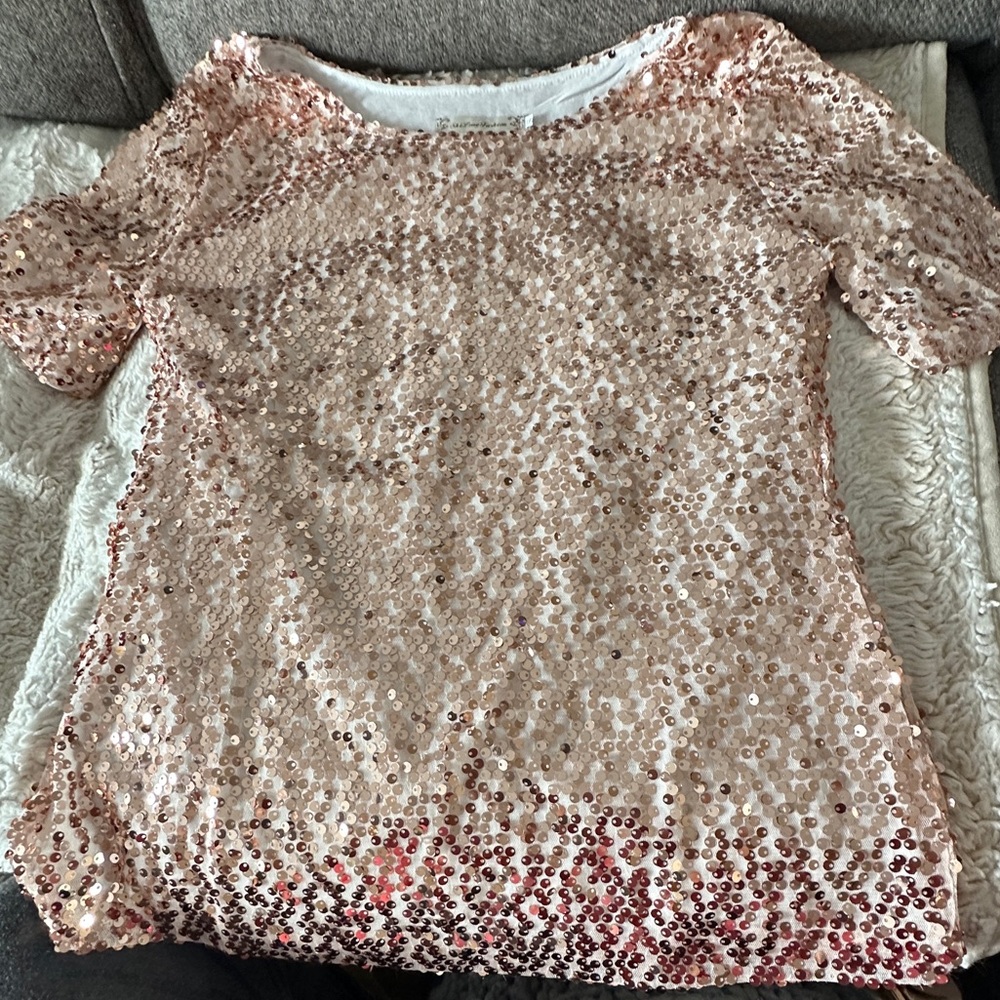 Rose Gold Sequin Short Sleeve Top